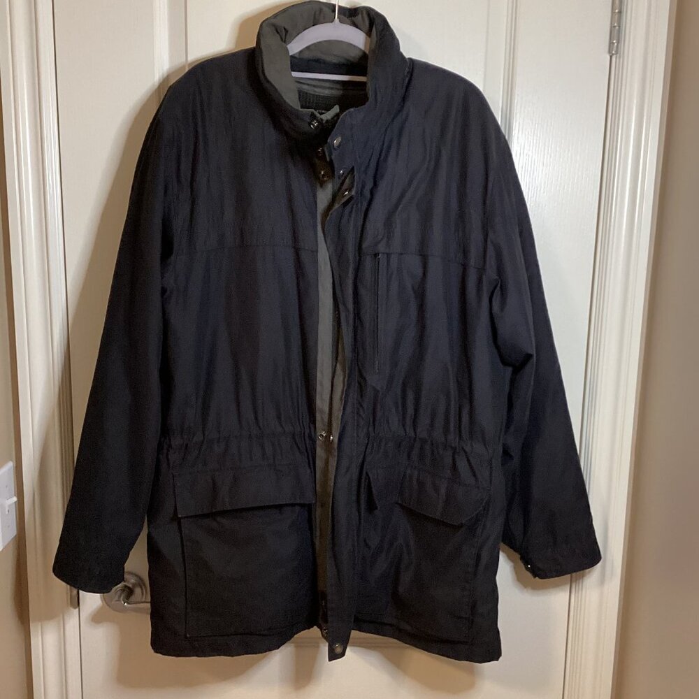 Claiborne Men's Outerwear Jacket Removable Warm Lining Size L Black Microfiber